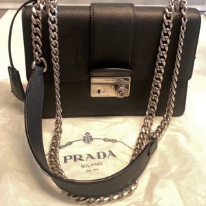 Prada Saffiano Leather Black CrossbodyShoulder Bag